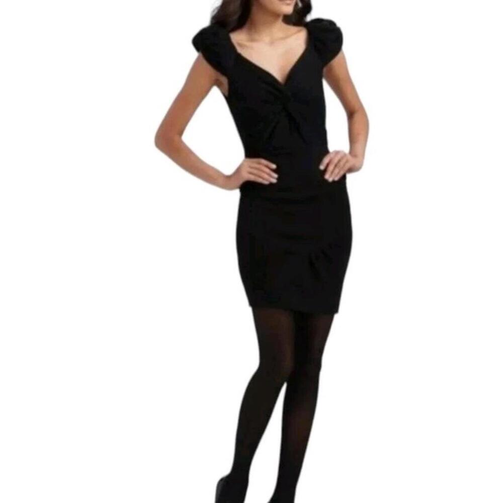 NWT Anthropologie Leifsdottir  black vortex pucker wool dress size-6 luxury